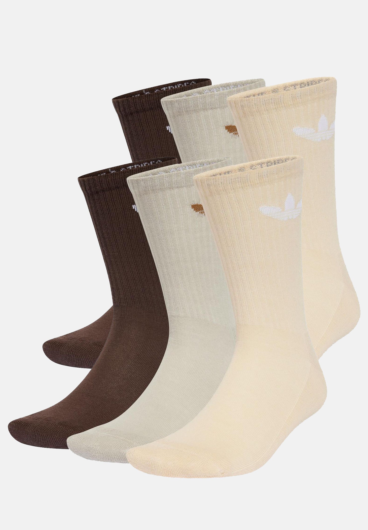 ADIDAS ORIGINALS Calzini (6 paia) Trefoil Cushion Crew marroni, beige e sabbia per uomo e donna IX5274 . ADIDAS ORIGINALS 