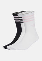 ADIDAS ORIGINALS Calze 3-STRIPES CREW SOCKS 3 PAIRS White/Black/Clear Pink bianco, nero e rosa donna. JV7405 . ADIDAS ORIGINALS 