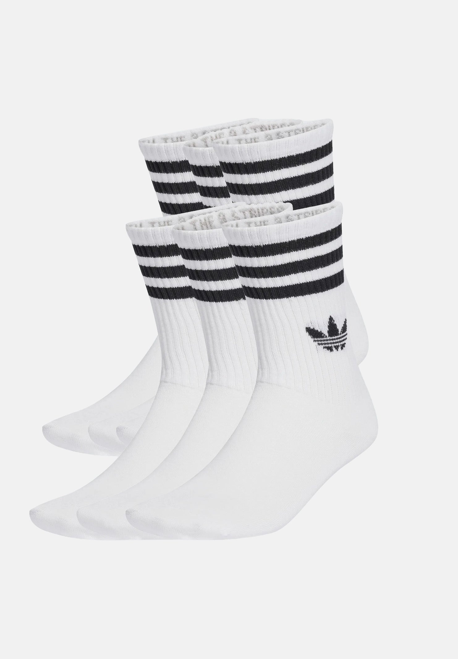 ADIDAS ORIGINALS  calze 3-Stripes Crew 6 paia White bianchi con righe nero per uomo e donna. JV7410 . ADIDAS ORIGINALS 