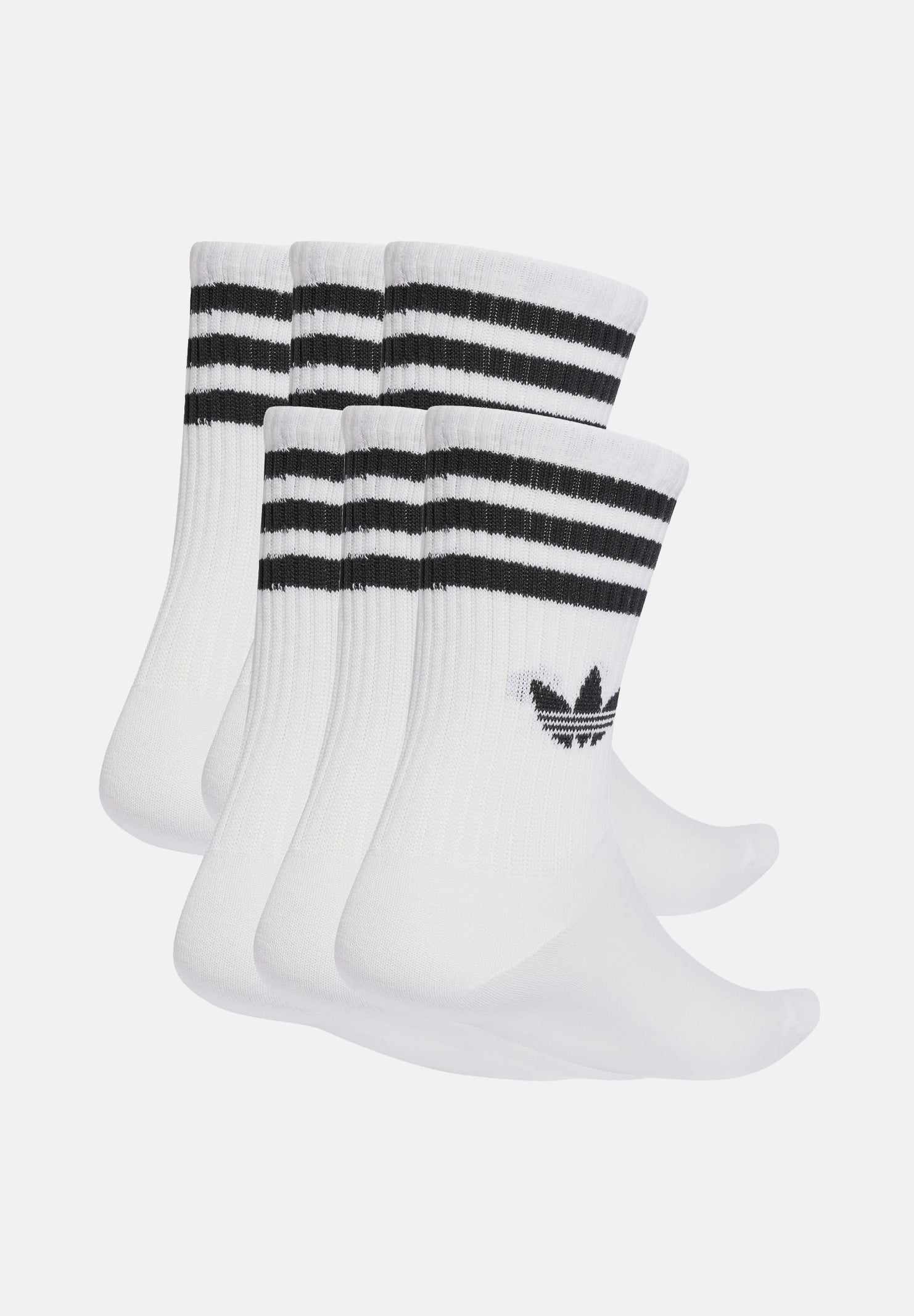 ADIDAS ORIGINALS  calze 3-Stripes Crew 6 paia White bianchi con righe nero per uomo e donna. JV7410 . ADIDAS ORIGINALS 
