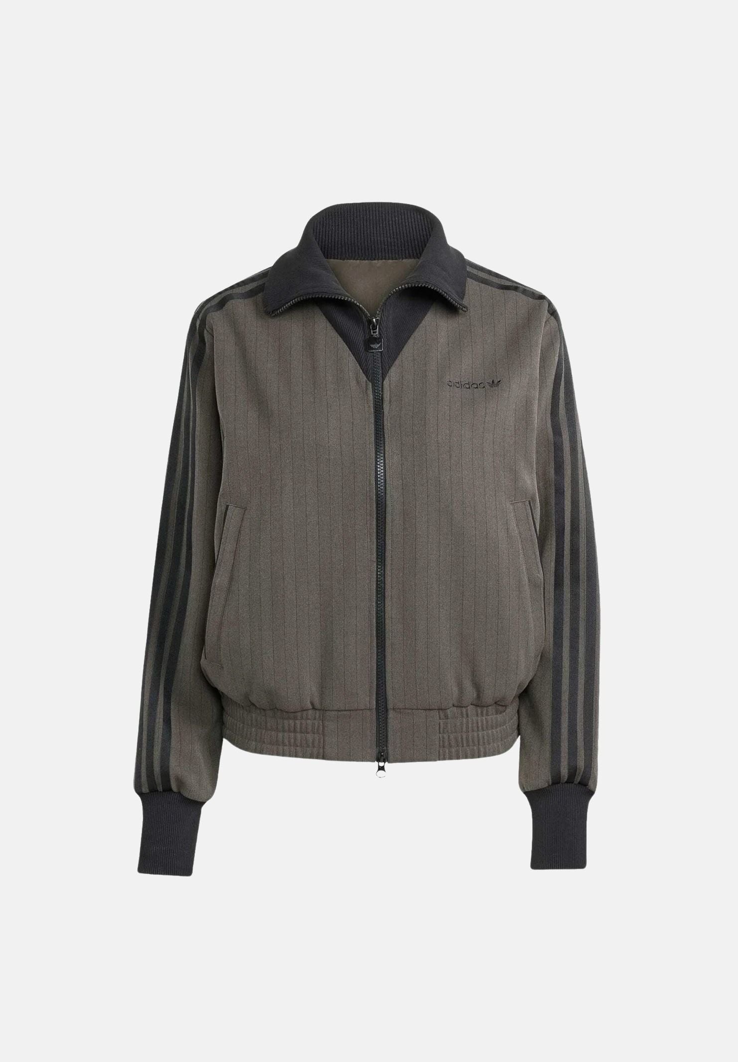 ADIDAS ORIGINALS Felpa con zip verde militare da donna JY3523 . ADIDAS ORIGINALS 