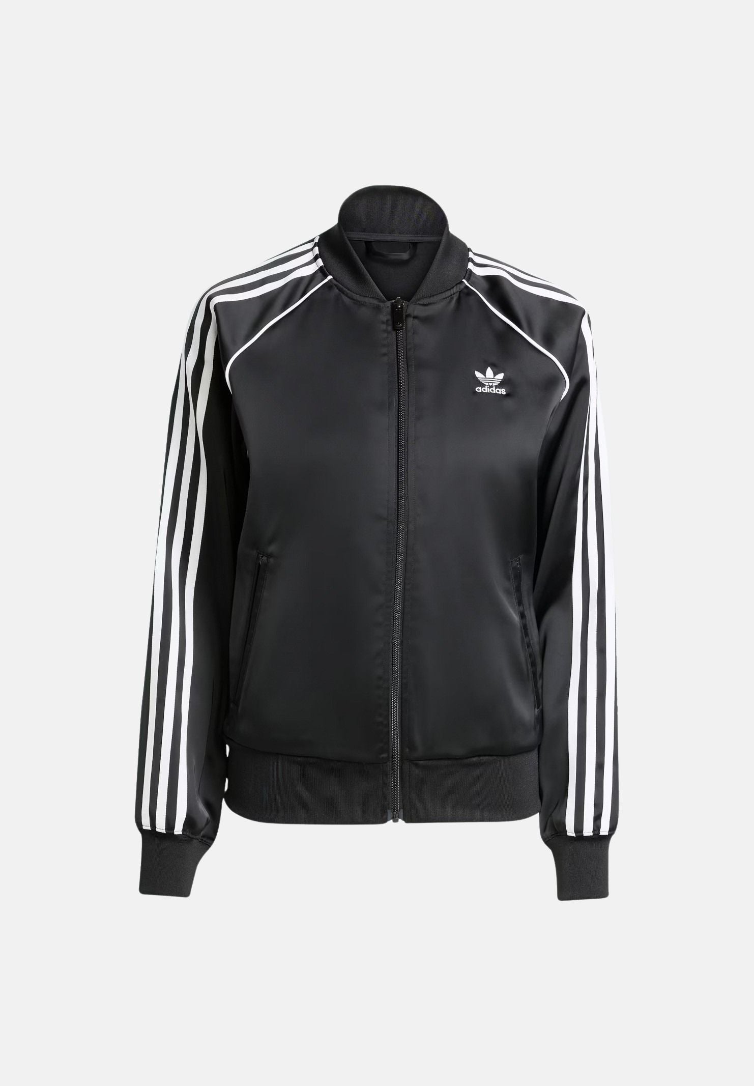 ADIDAS ORIGINALS Felpa con zip SST Adicolor Satin nera da donna JZ6733 . ADIDAS ORIGINALS 