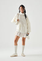 ADIDAS ORIGINALS Giubbotto SANTIAGO WOVEN biaco da donna con collo alto<BR/> KC9132 . ADIDAS ORIGINALS 