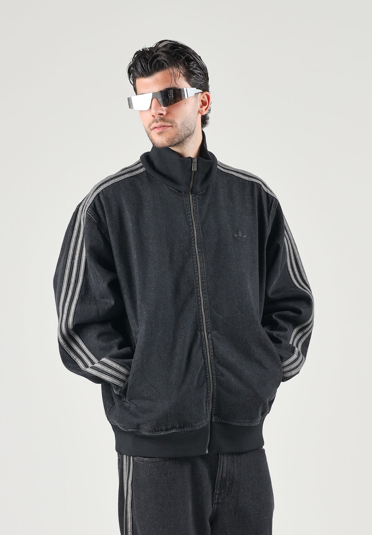 ADIDAS ORIGINALS Giubbotto di jeans FIREBIRD nero da uomo KD1516 . ADIDAS ORIGINALS 
