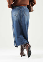 ADIDAS ORIGINALS Gonna midi 3 STRIPES in denim medio da donna KD2908 . ADIDAS ORIGINALS 