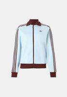 ADIDAS ORIGINALS Felpa con zip 3-Stripes celeste e bordeaux da donna KD3741 . ADIDAS ORIGINALS 