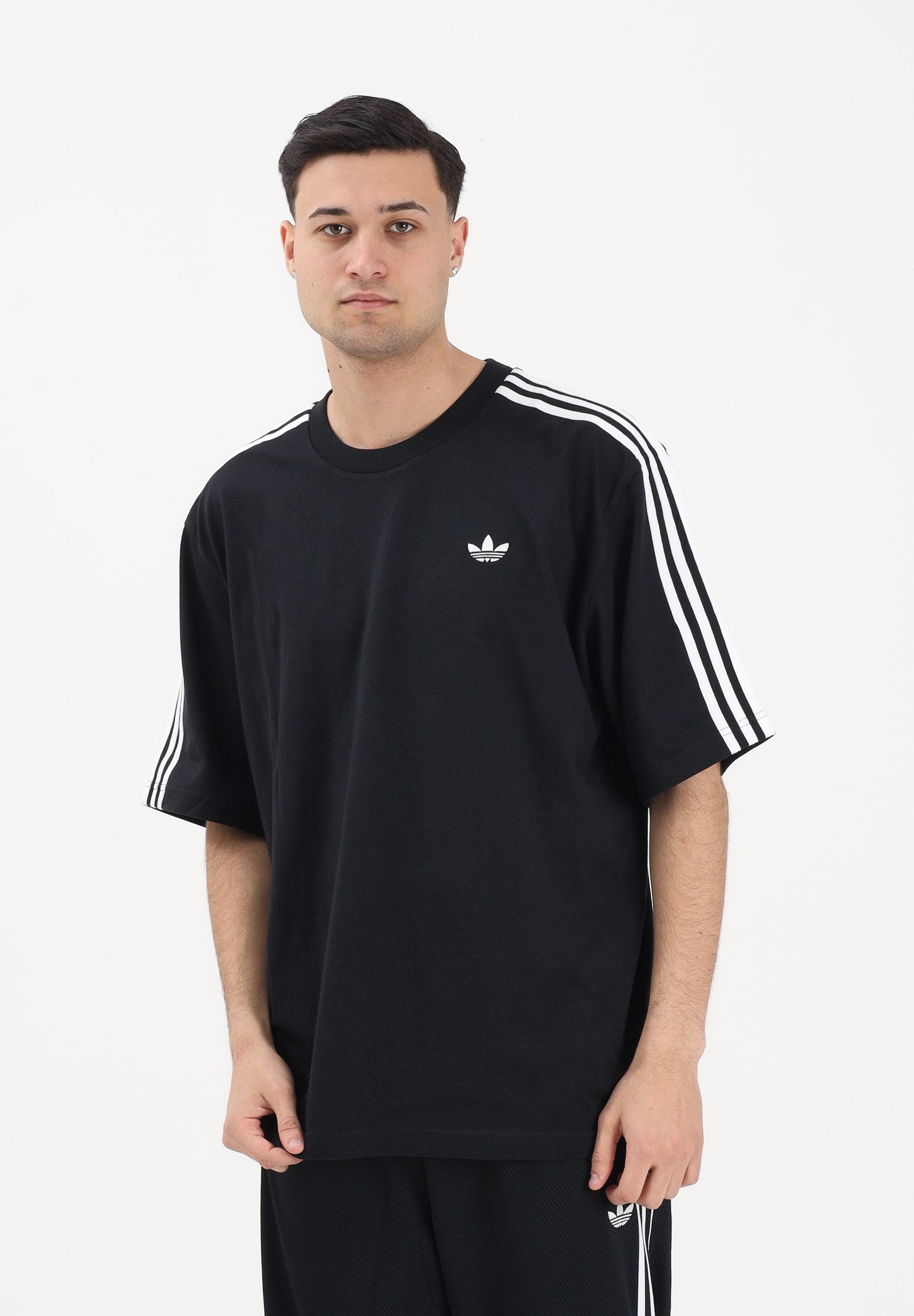 ADIDAS ORIGINALS T-shirt a manica corta Adicolor 3-Stripes Oversized nera da uomo KD4095 . ADIDAS ORIGINALS 
