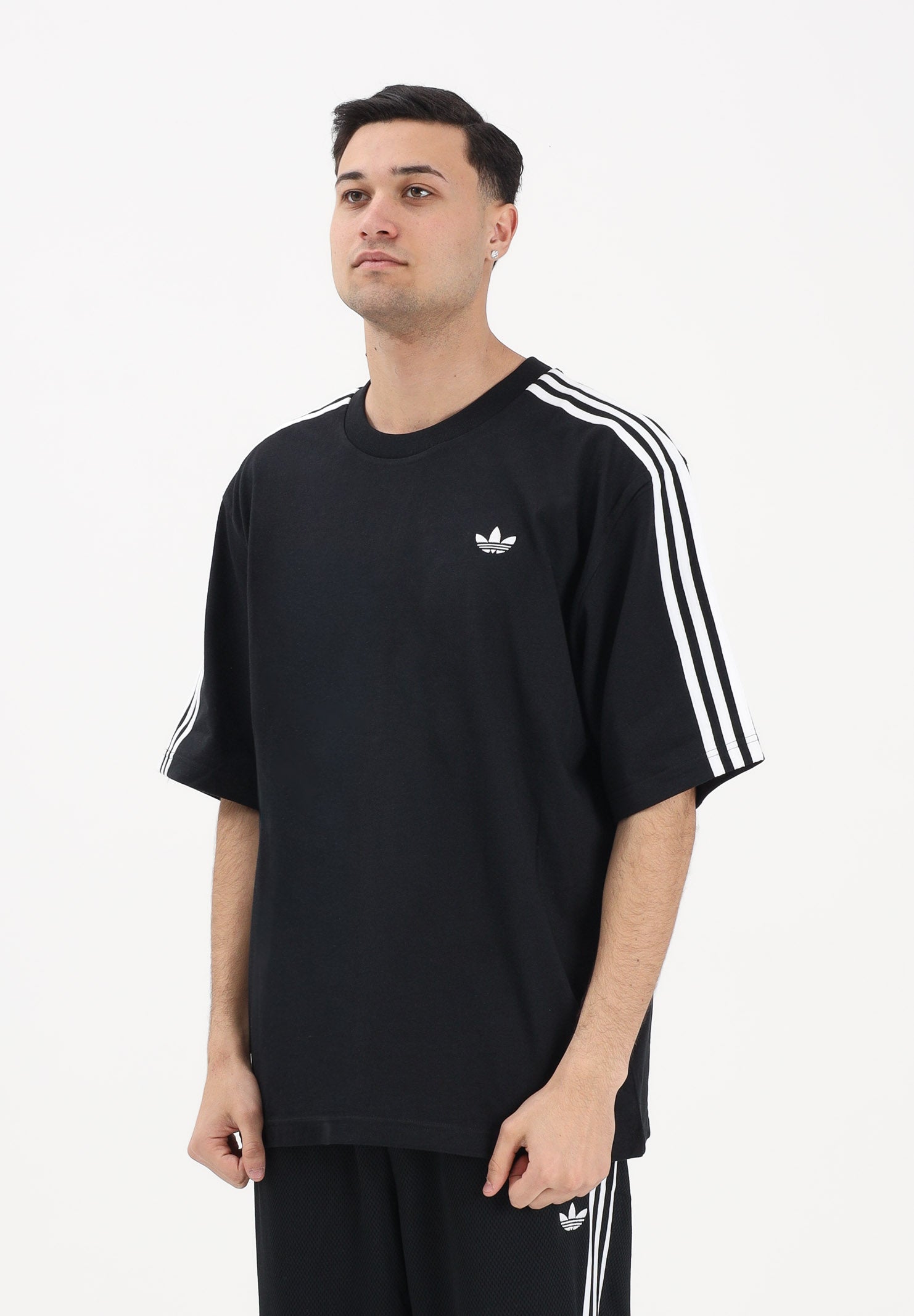 ADIDAS ORIGINALS T-shirt a manica corta Adicolor 3-Stripes Oversized nera da uomo KD4095 . ADIDAS ORIGINALS 