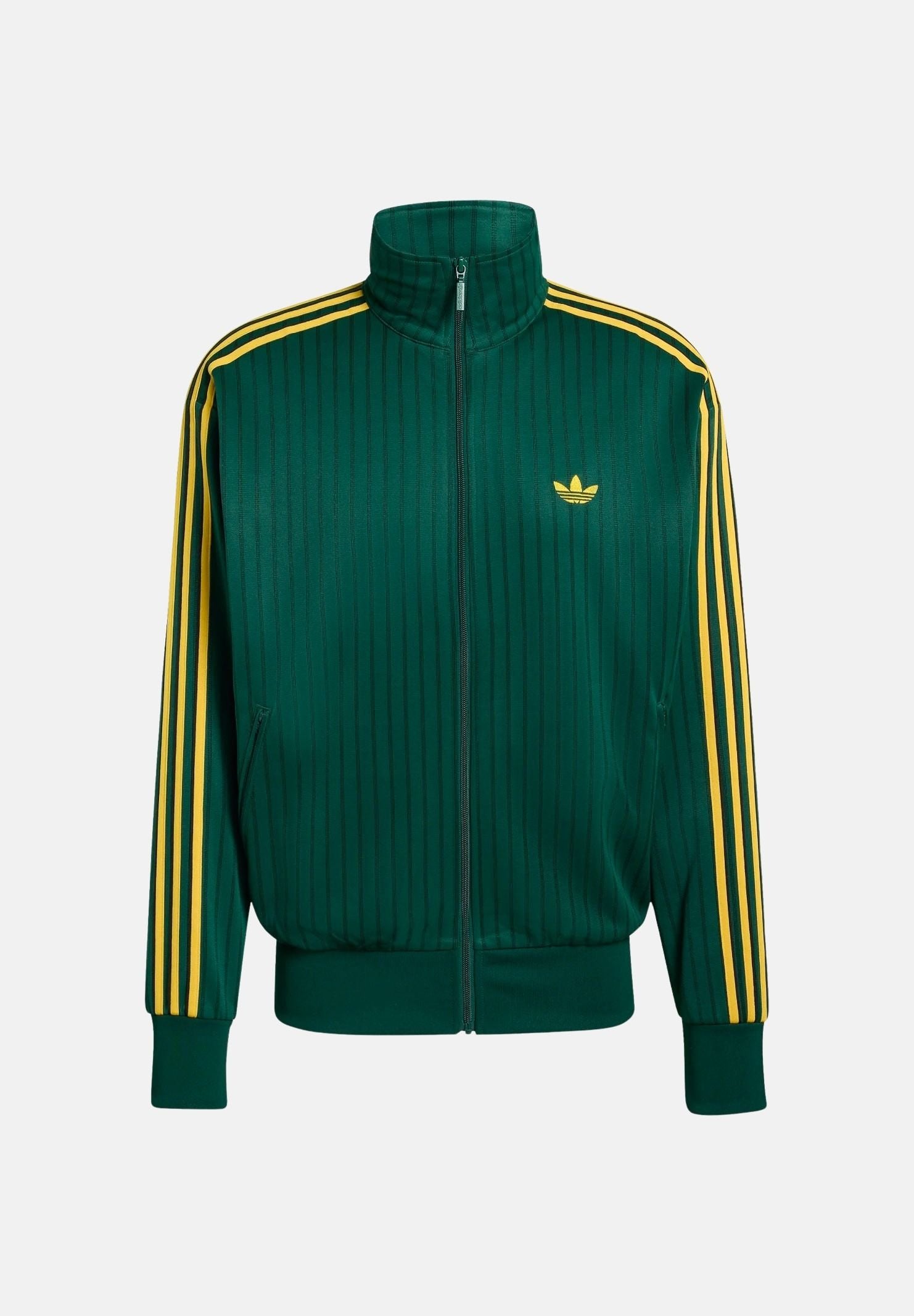 ADIDAS ORIGINALS Felpa con zip FIREBIRD LOOSE PINSTRIPES verde e gialla da uomo KD6287 . ADIDAS ORIGINALS 