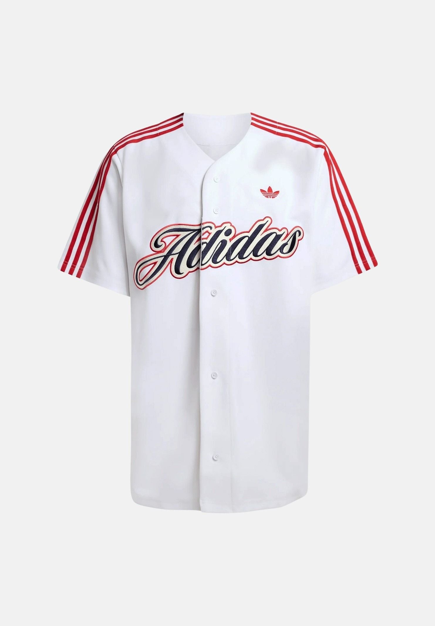 ADIDAS ORIGINALS Camicia SUMMER LEAGUE VARSITY BASEBALL  a manica corta bianca per uomo e donna KD6563 . ADIDAS ORIGINALS 