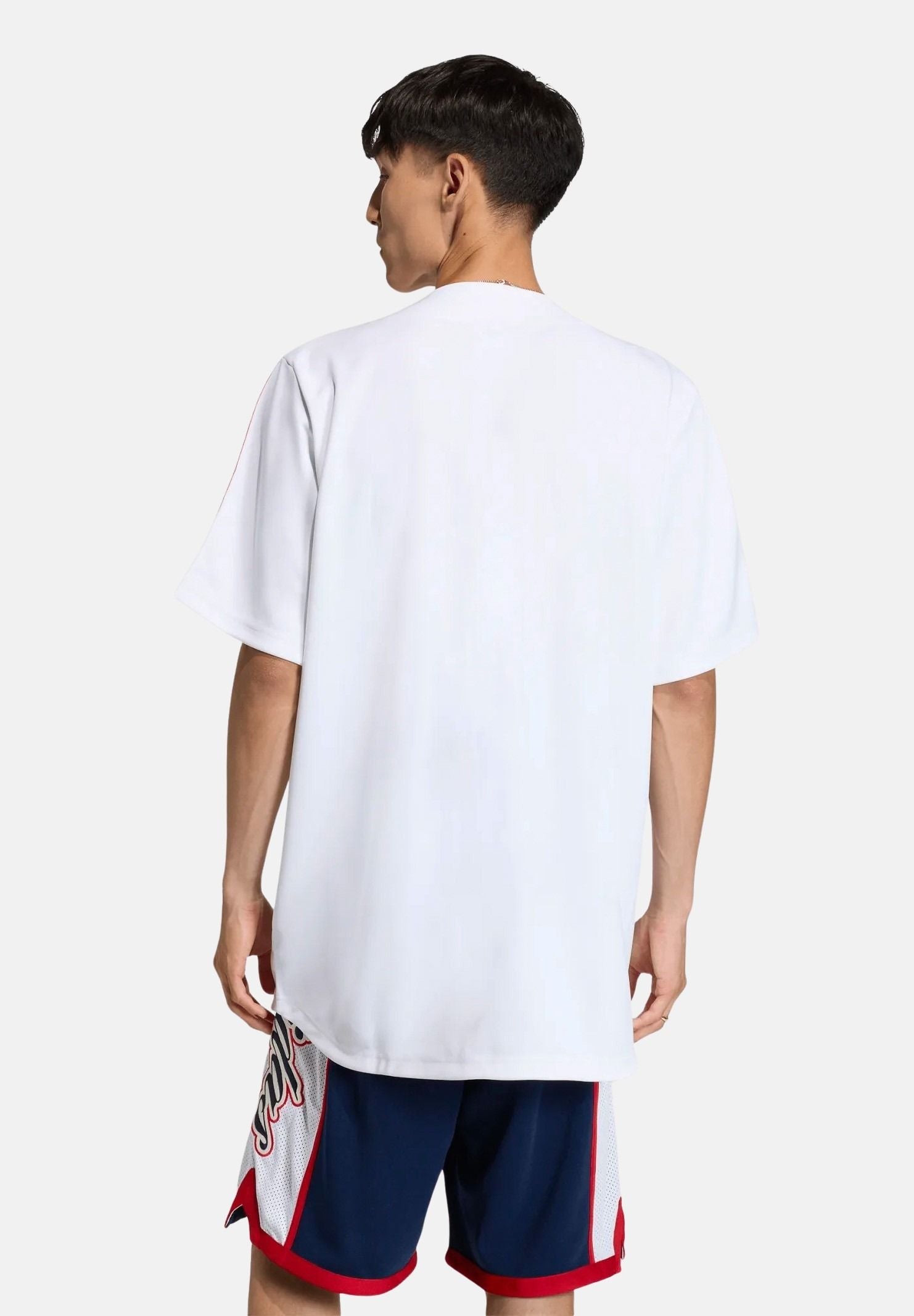 ADIDAS ORIGINALS Camicia SUMMER LEAGUE VARSITY BASEBALL  a manica corta bianca per uomo e donna KD6563 . ADIDAS ORIGINALS 