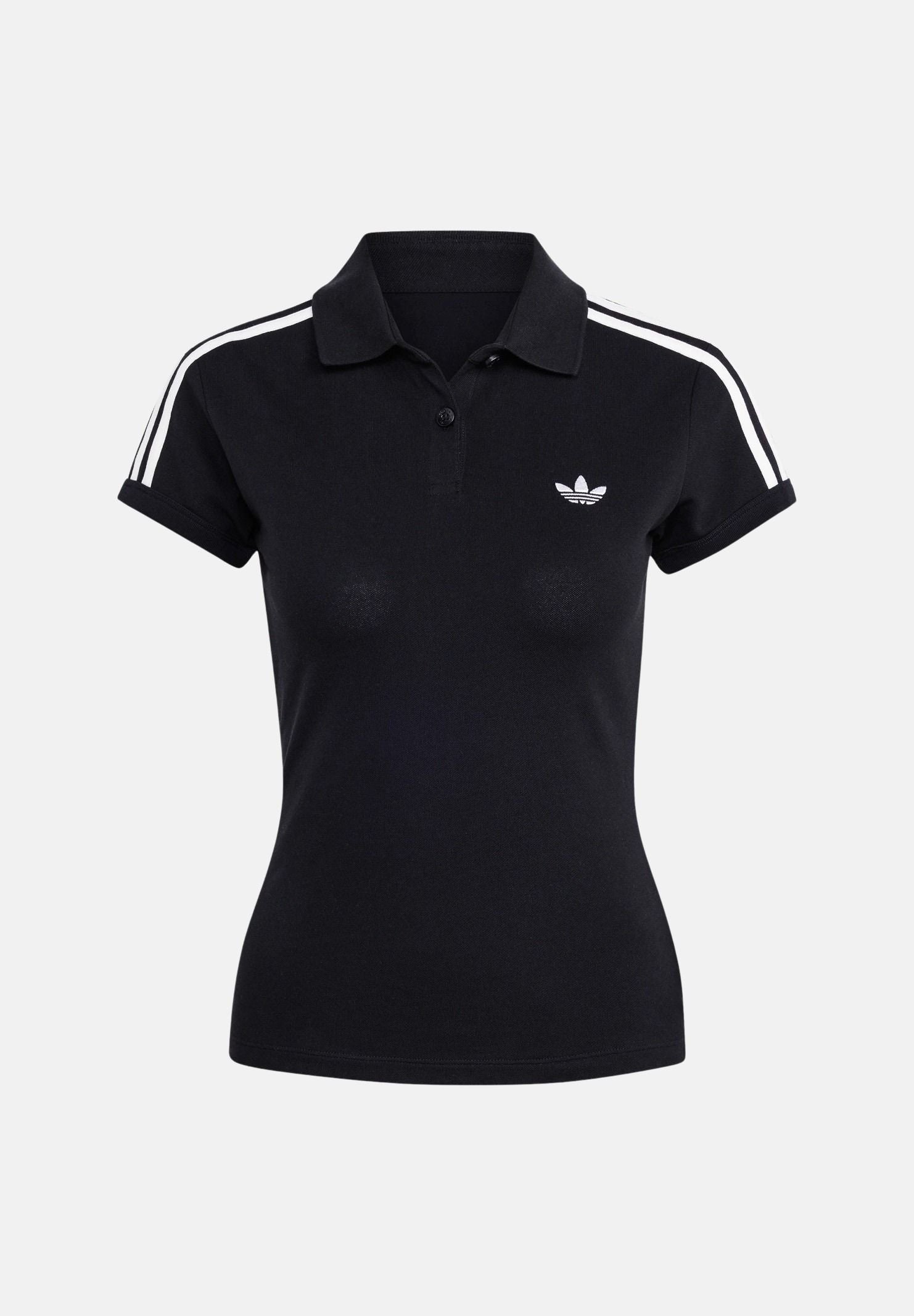 ADIDAS ORIGINALS  Polo a manica corta 3-Stripes nera da donna KD7974 . ADIDAS ORIGINALS 