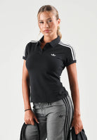 ADIDAS ORIGINALS  Polo a manica corta 3-Stripes nera da donna KD7974 . ADIDAS ORIGINALS 