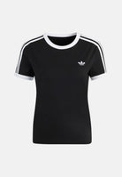 ADIDAS ORIGINALS T-shirt a manica corta 3 STRIPES SLIM nera da donna KD7980 . ADIDAS ORIGINALS 