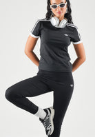ADIDAS ORIGINALS T-shirt a manica corta 3 STRIPES SLIM nera da donna KD7980 . ADIDAS ORIGINALS 