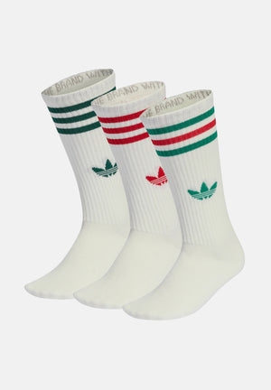 ADIDAS ORIGINALS Calze 3-STRIPES HIGH CREW SOCKS 3 PAIRS Off White bianco panna unisex. KD8239 . ADIDAS ORIGINALS 