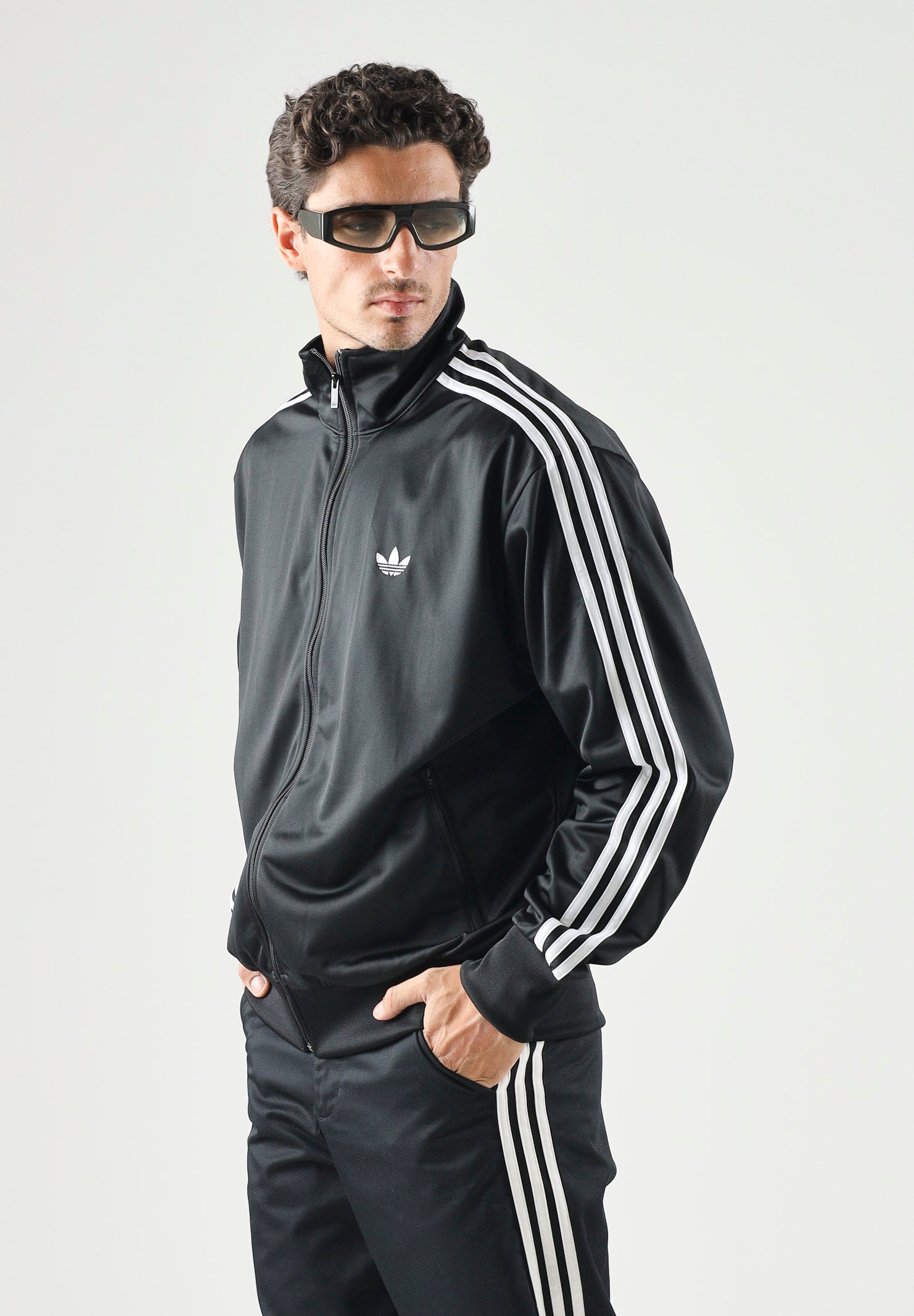 ADIDAS ORIGINALS Felpa con zip FIREBIRD nera da uomo KD8312 . ADIDAS ORIGINALS 
