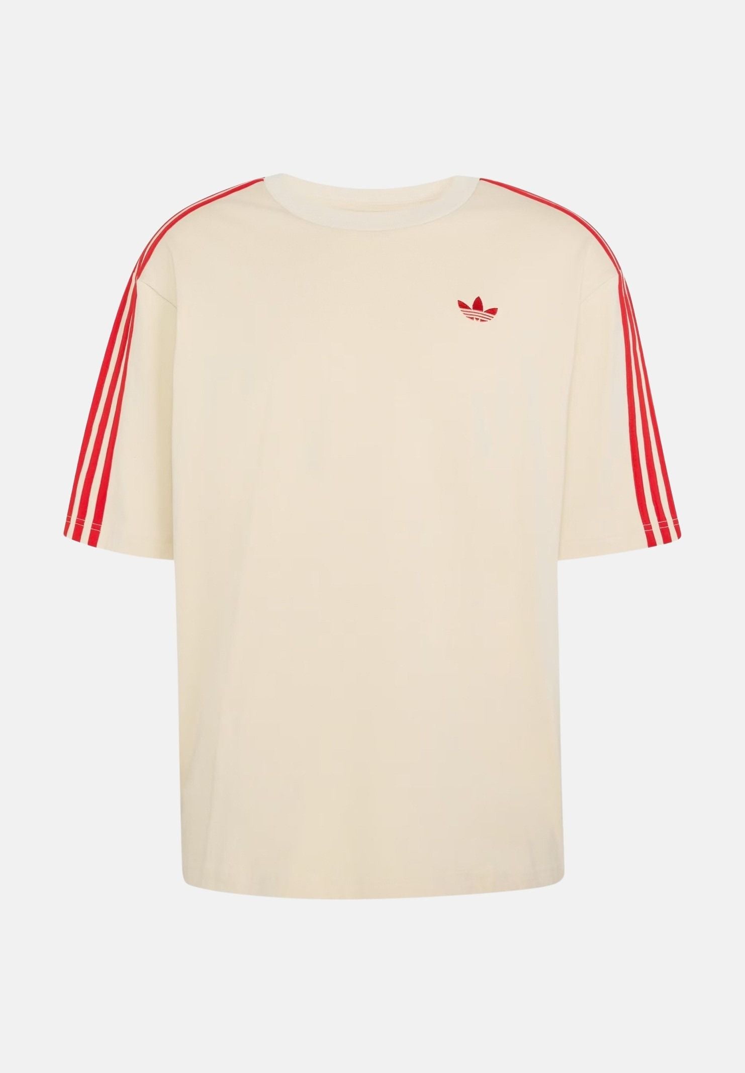 ADIDAS ORIGINALS T-shirt ADICOLOR Crystal Linen beige da uomo con iconiche 3-stripes KE1589 . ADIDAS ORIGINALS 