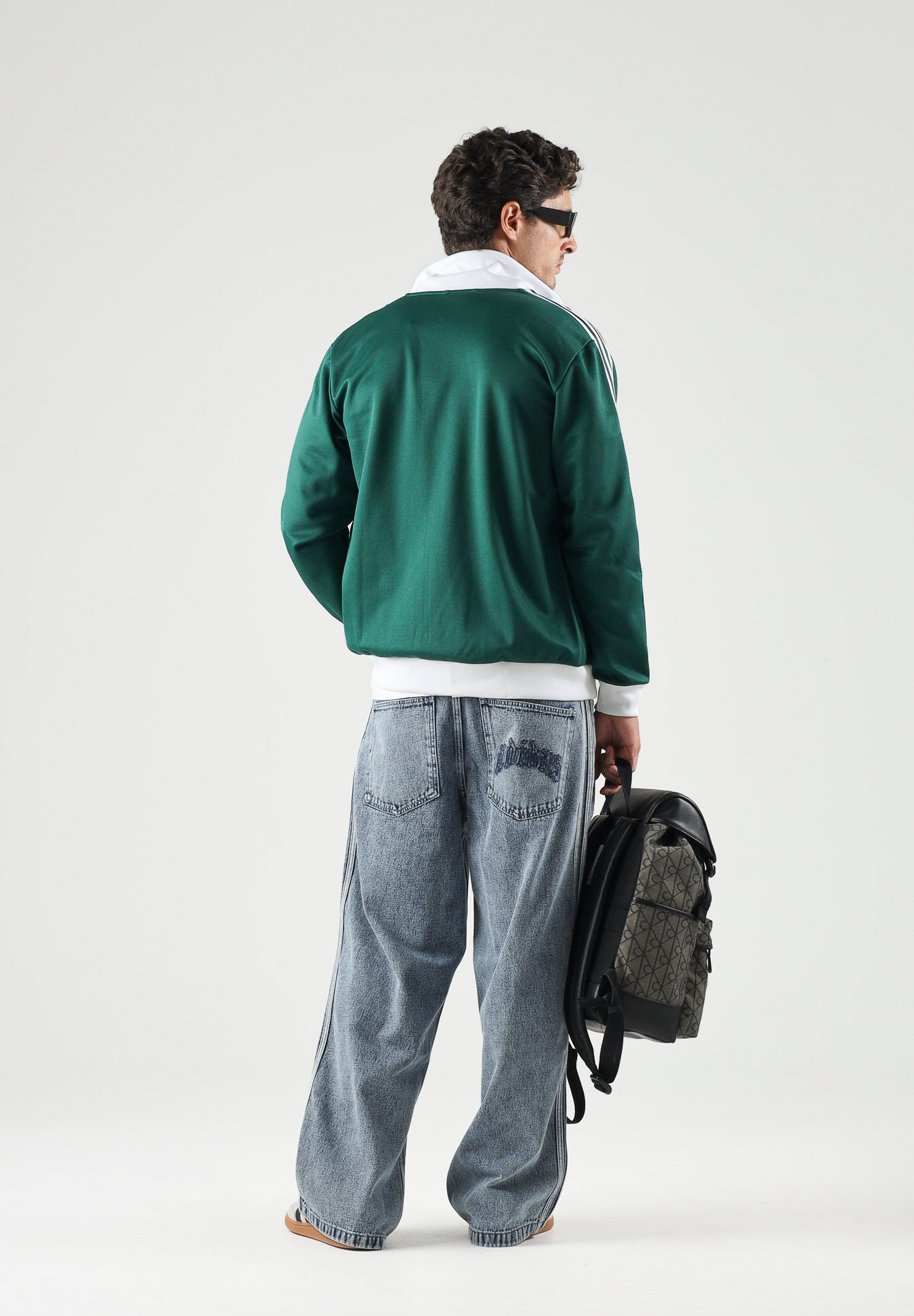 ADIDAS ORIGINALS Felpa con zip Track Top Iconico collegiate green e white, colore basico verde, uomo. KE1666 . ADIDAS ORIGINALS 