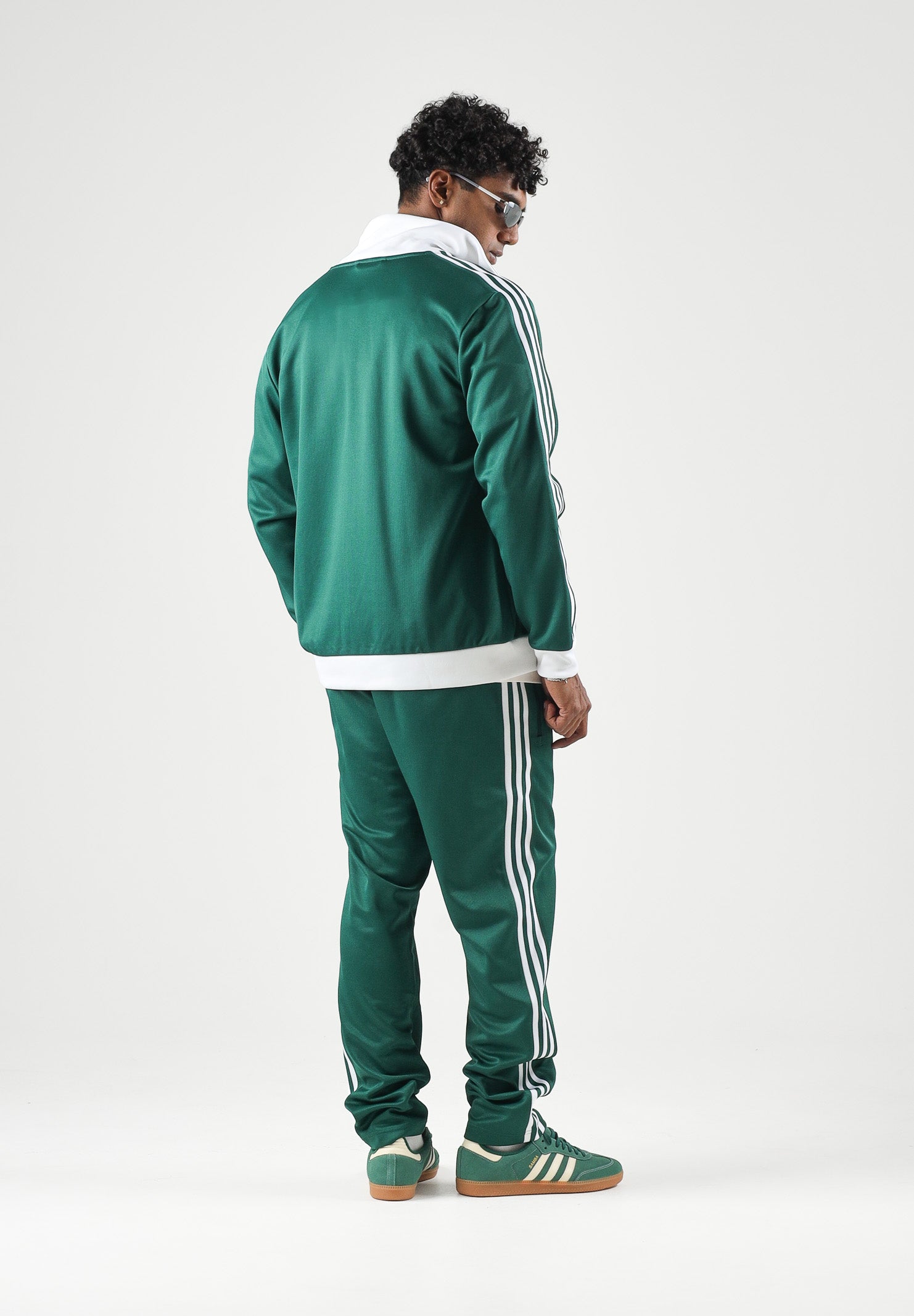 ADIDAS ORIGINALS Felpa con zip TRACK TOP verde e bianco da uomo<BR/> KE1666 . ADIDAS ORIGINALS 