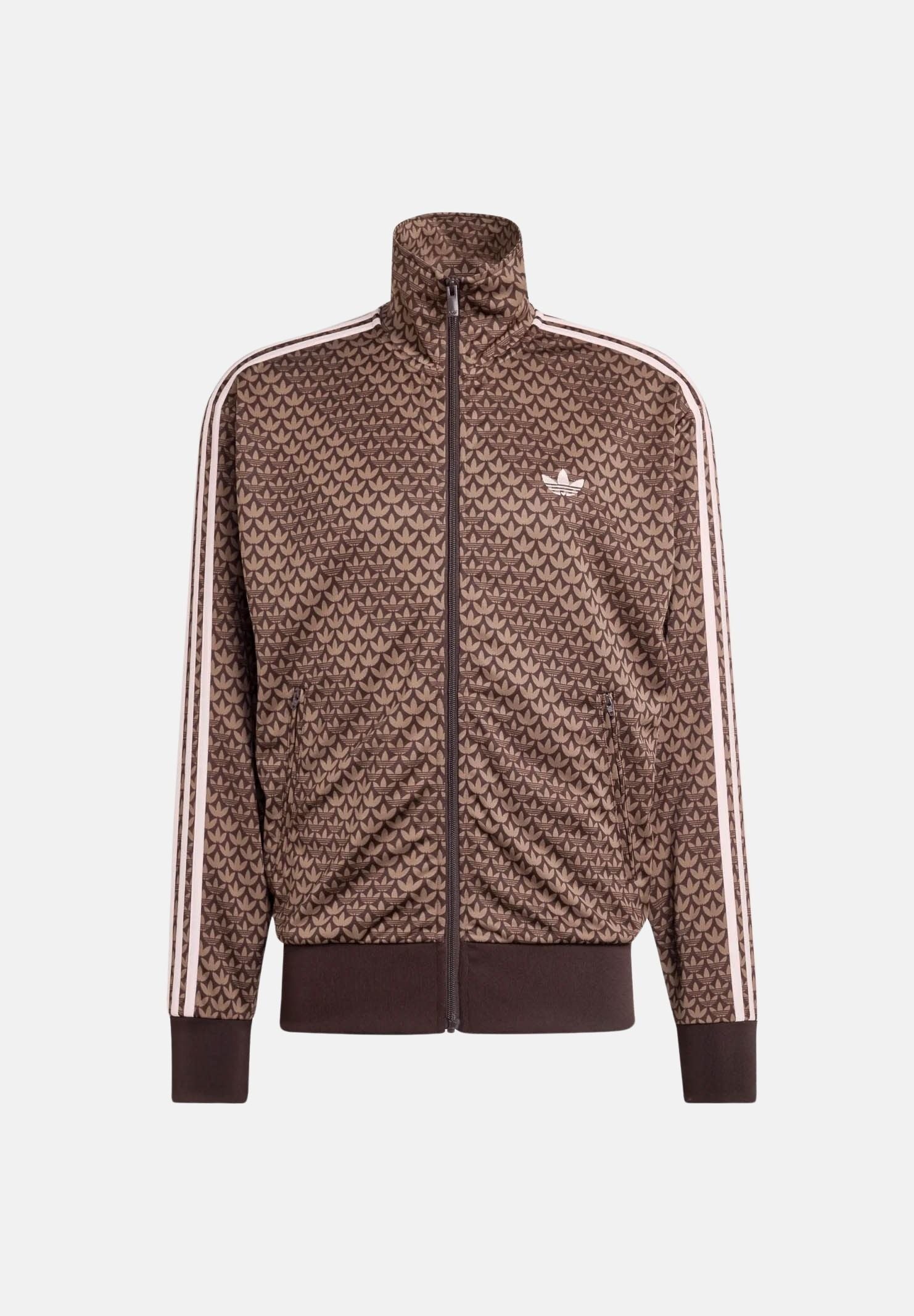 ADIDAS ORIGINALS Felpa con zip FIREBIRD LOOSE MONOGRAM marrone e rosa per uomo e donna <BR/> KE1677 . ADIDAS ORIGINALS 