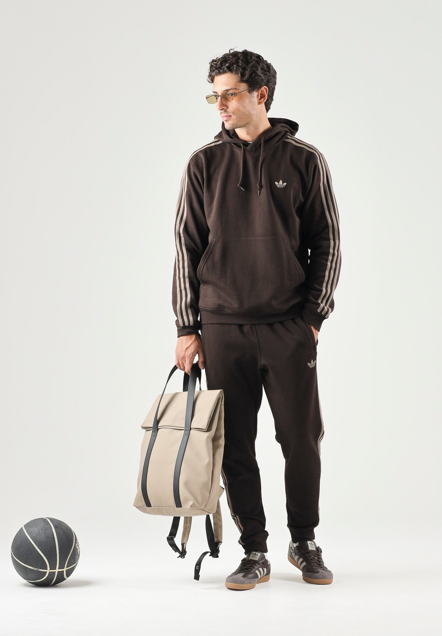 ADIDAS ORIGINALS Felpa HOODIE 3 STRIPES Aurora Coffee marrone uomo. KE1685 . ADIDAS ORIGINALS 