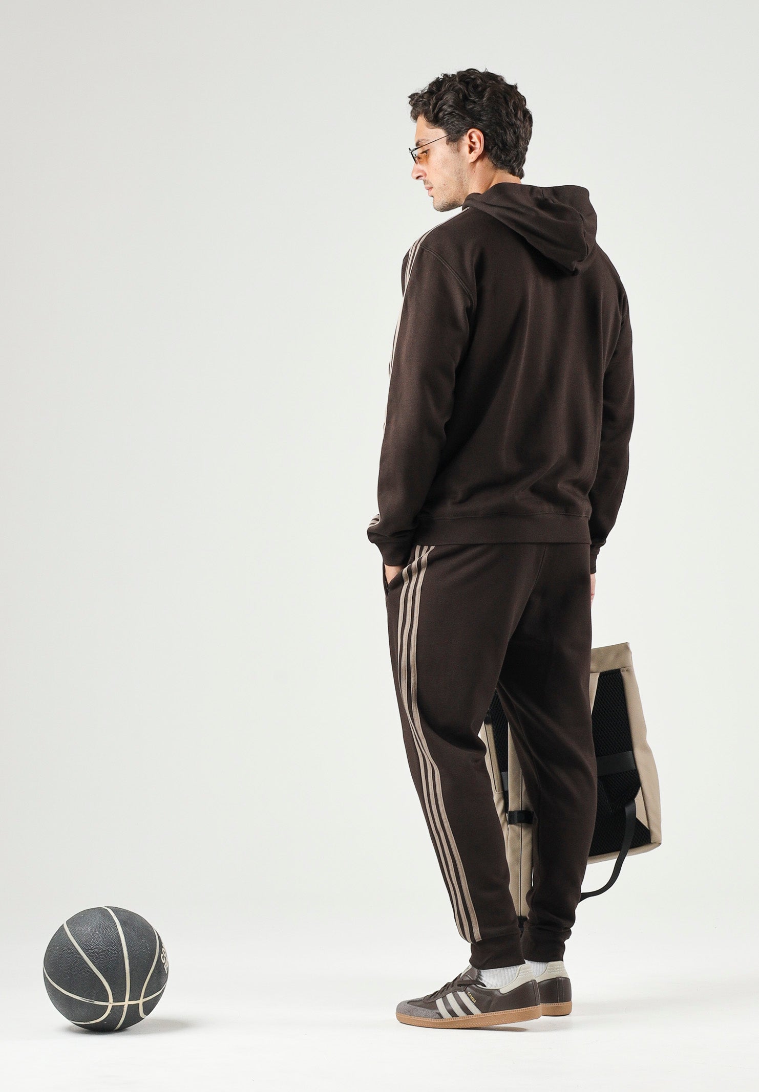 ADIDAS ORIGINALS Felpa HOODIE 3 STRIPES Aurora Coffee marrone uomo. KE1685 . ADIDAS ORIGINALS 