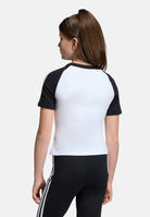 ADIDAS ORIGINALS T-shirt a manica corta 3-Stripes bianca e nera da bambina KE2945 . ADIDAS ORIGINALS 