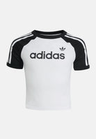 ADIDAS ORIGINALS T-shirt a manica corta 3-Stripes bianca e nera da bambina KE2945 . ADIDAS ORIGINALS 