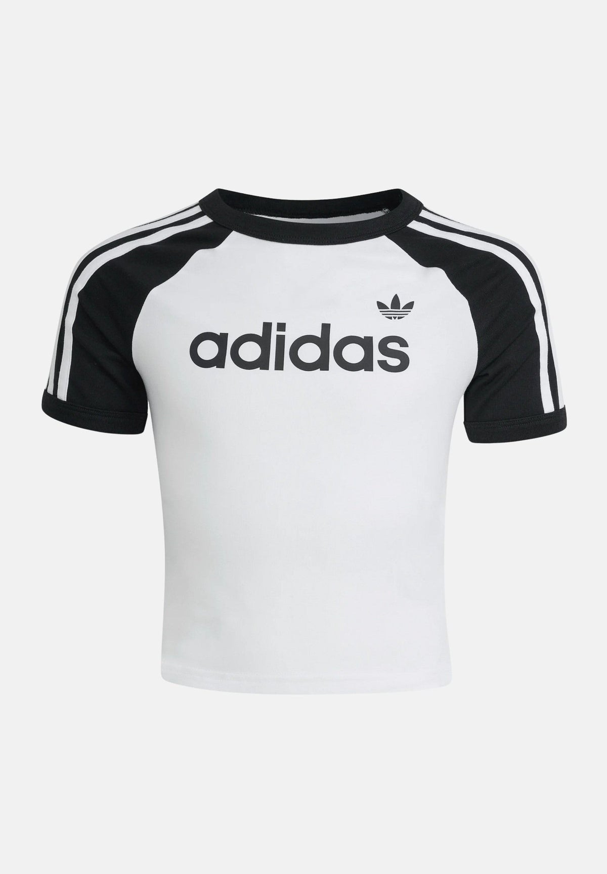 ADIDAS ORIGINALS T-shirt a manica corta 3-Stripes bianca e nera da bambina KE2945 . ADIDAS ORIGINALS 