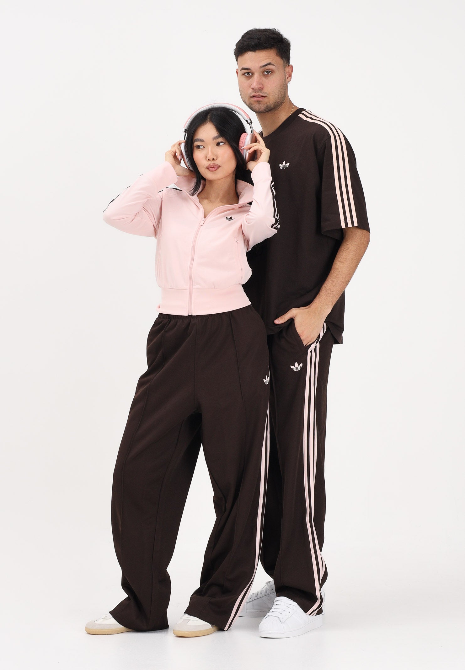 ADIDAS ORIGINALS Pantalone sportivo Baggy marrone e rosa per uomo e donna KE3495 . ADIDAS ORIGINALS 
