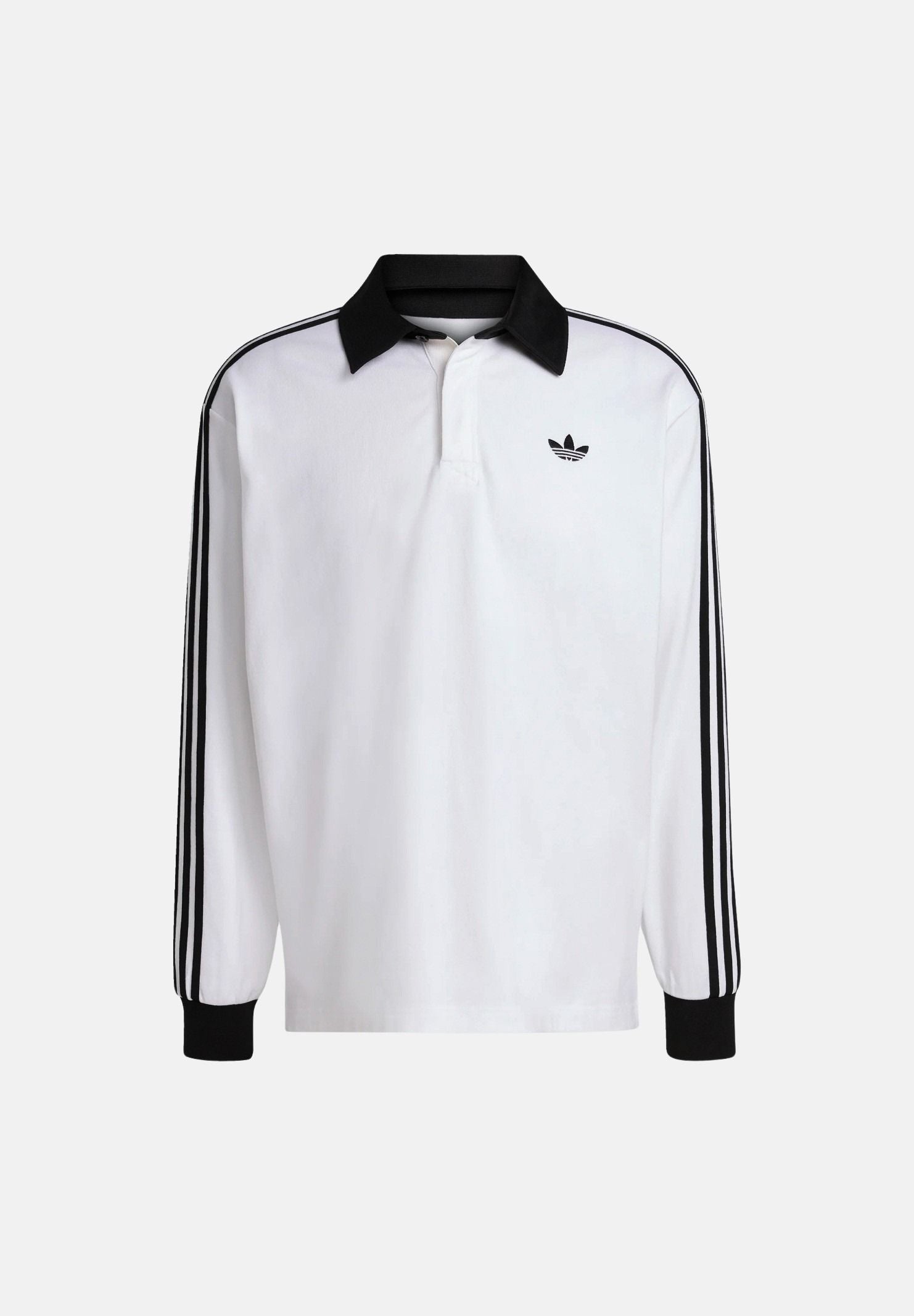 ADIDAS ORIGINALS Polo a manica lunga bianca da uomo con 3-stripes nere KE3575 . ADIDAS ORIGINALS 