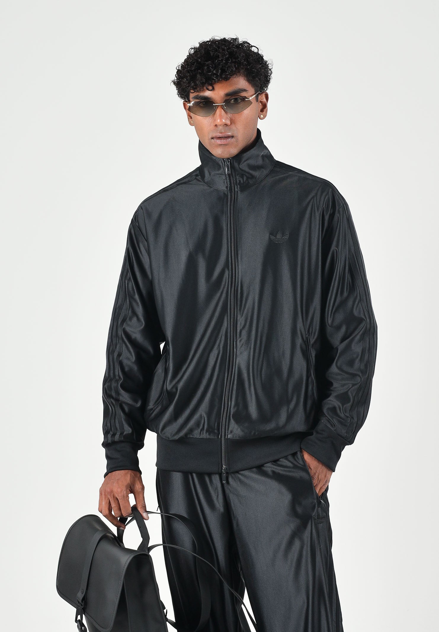 ADIDAS ORIGINALS Felpa con zip  FIREBIRD METALLIZZATA nera per uomo e donna KE4163 . ADIDAS ORIGINALS 