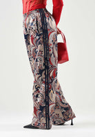 ADIDAS ORIGINALS Pantaloni WIDE LEG PAISLEY multicolore per donna con stampa all-over, effetto acetato KH0764 . ADIDAS ORIGINALS 