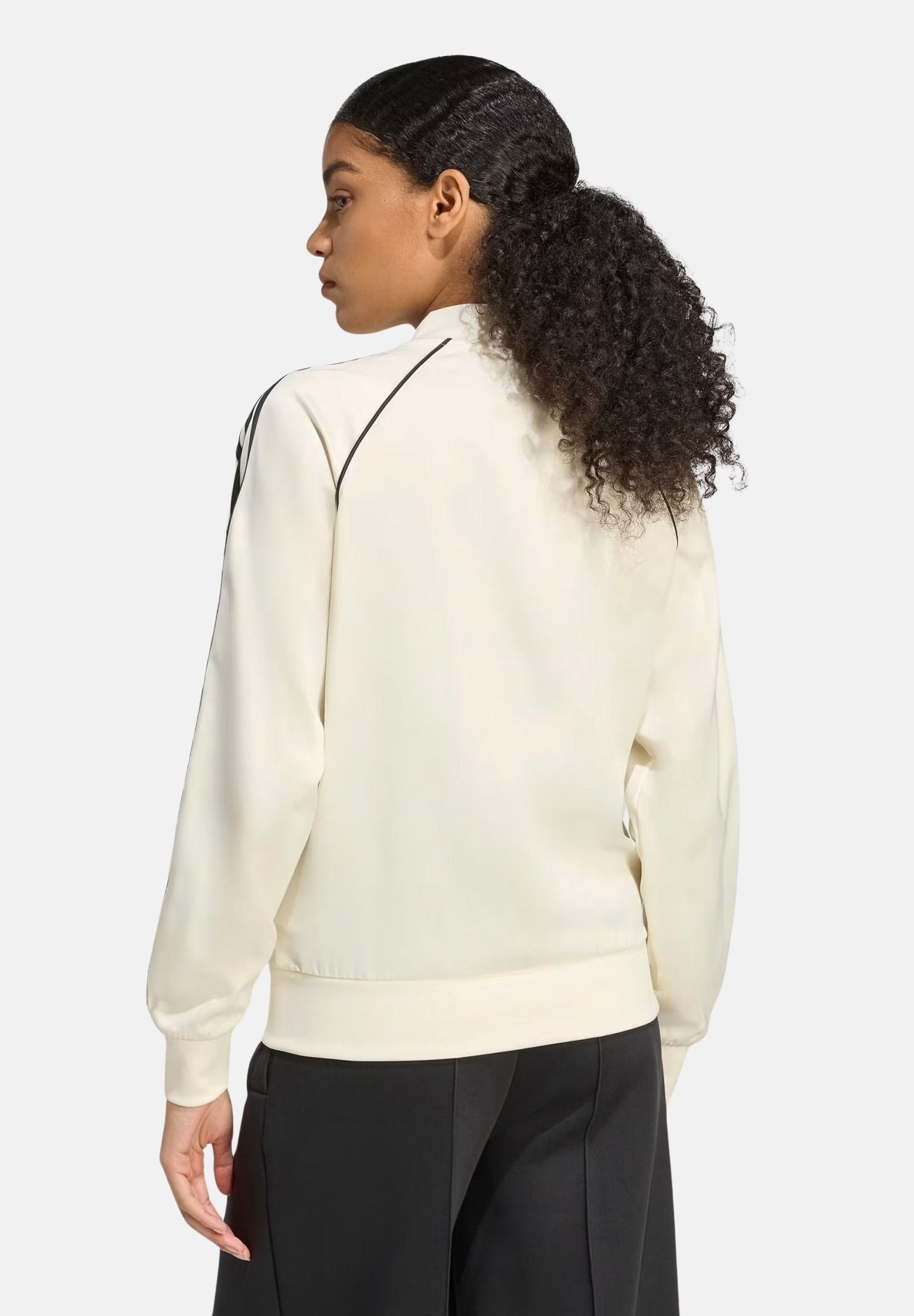 ADIDAS ORIGINALS Felpa con zip Adicolor SST Satin panna da donna KH1567 . ADIDAS ORIGINALS 