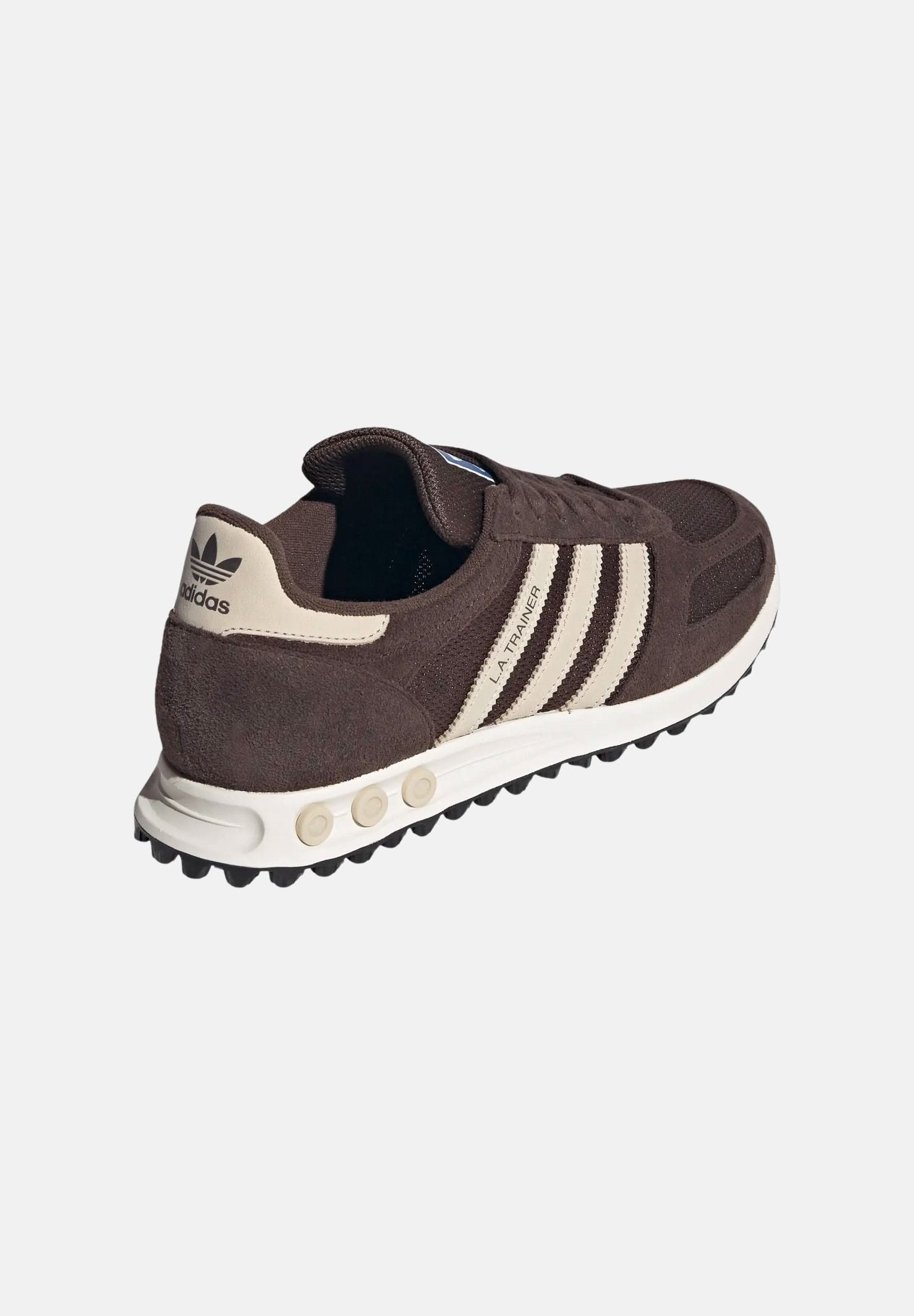 ADIDAS ORIGINALS Sneakers LA TRAINER OG marrone e bianca da uomocon strisce laterali a contrasto KH9679 . ADIDAS ORIGINALS 