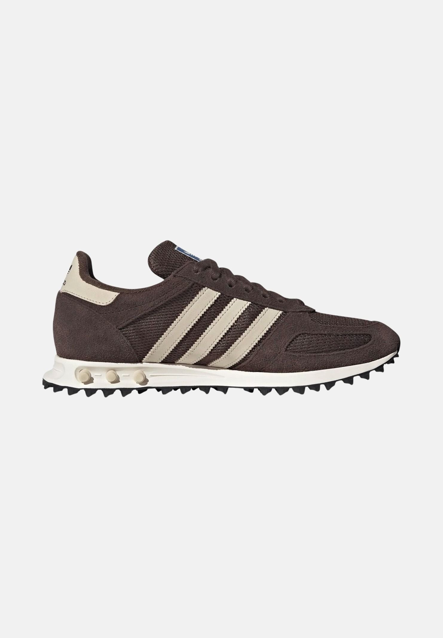 ADIDAS ORIGINALS Sneakers LA TRAINER OG marrone e bianca da uomocon strisce laterali a contrasto KH9679 . ADIDAS ORIGINALS 
