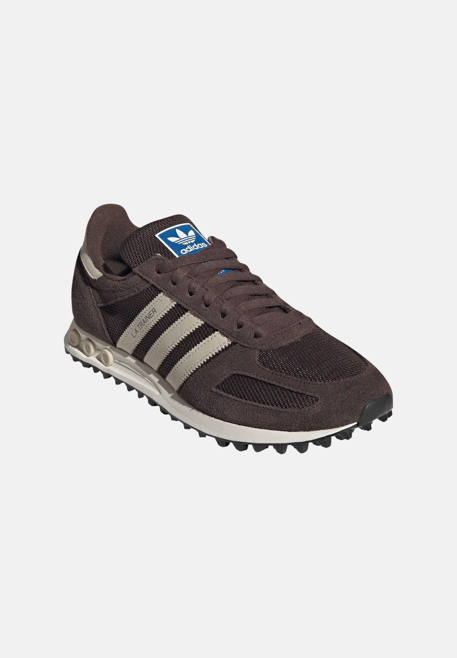 ADIDAS ORIGINALS Sneakers LA TRAINER OG marrone e bianca da uomocon strisce laterali a contrasto KH9679 . ADIDAS ORIGINALS 
