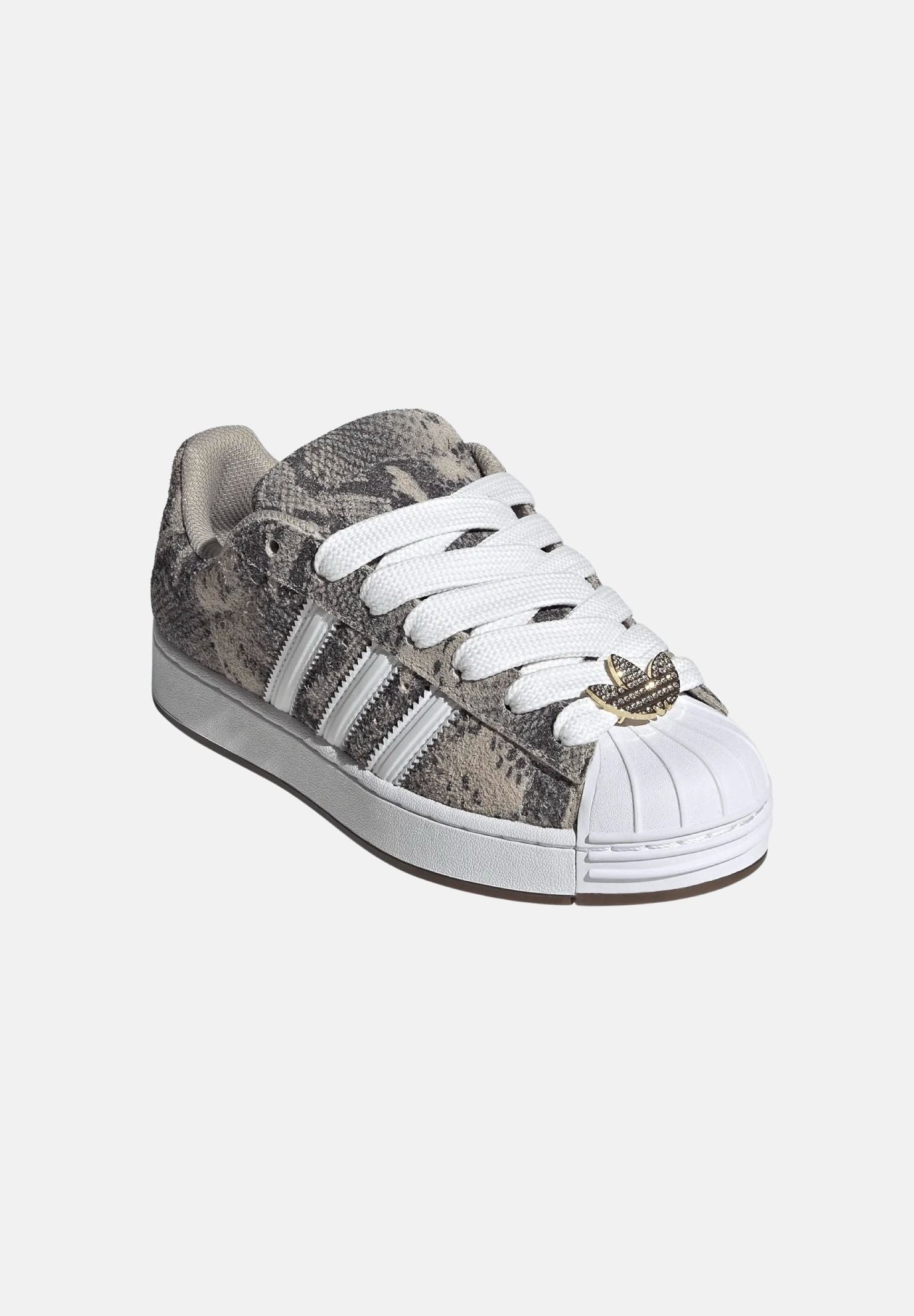 ADIDAS ORIGINALS Sneakers SUPERSTAR II  beige-grigio da donna con stampa animalier effetto serpente KJ4648 . ADIDAS ORIGINALS 
