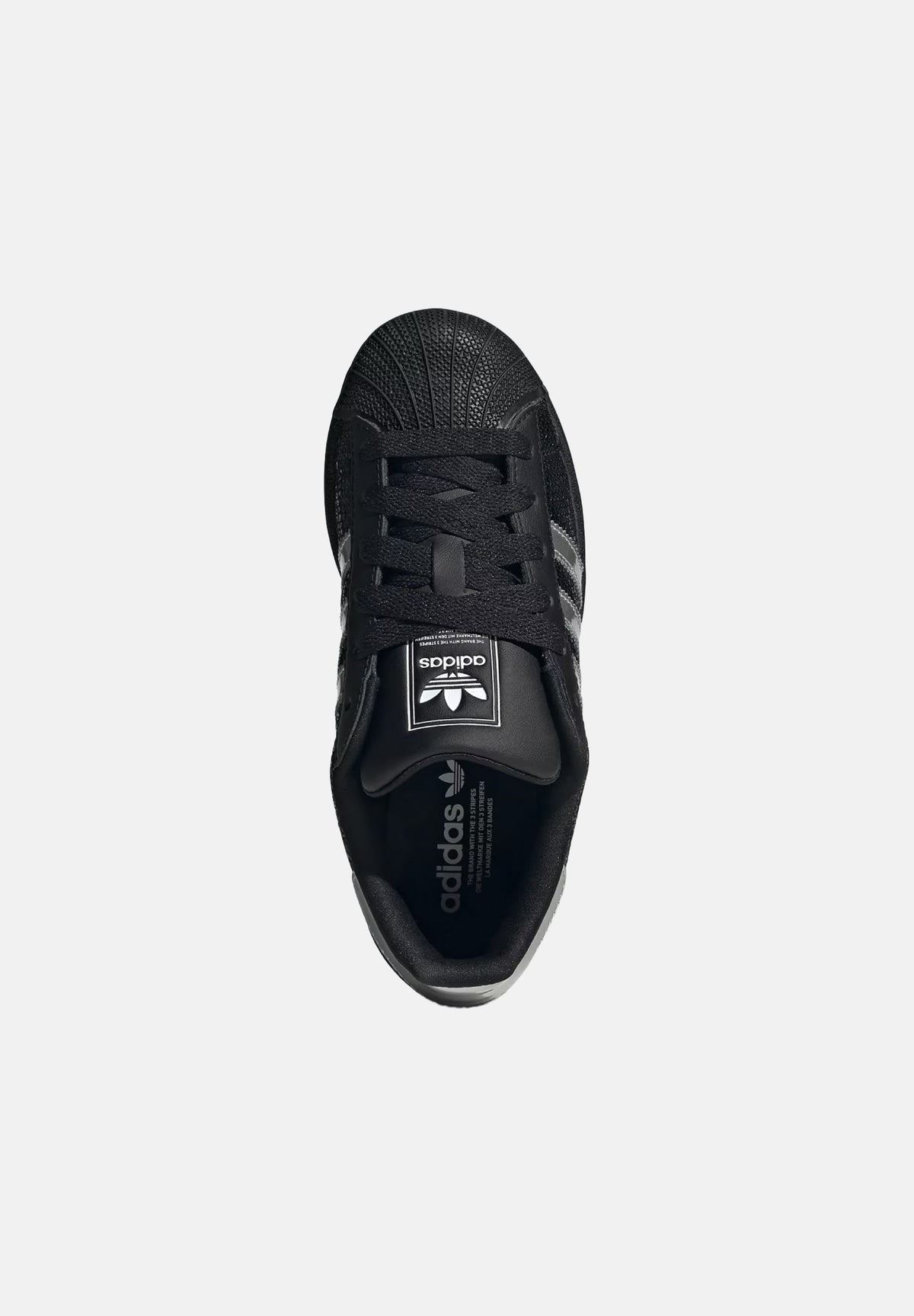 ADIDAS ORIGINALS Sneakers SUPERSTAR II nero e argento da donna con paiettes laterali KK2112 . ADIDAS ORIGINALS 
