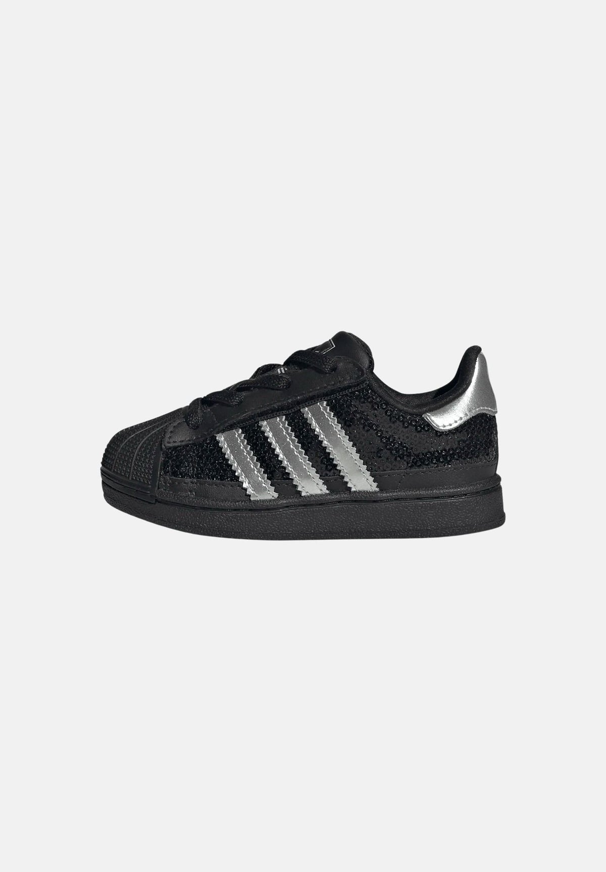 ADIDAS ORIGINALS Sneakers SUPERSTAR II  nere da neonato con dettagli argento metallizzato KK2131 . ADIDAS ORIGINALS 