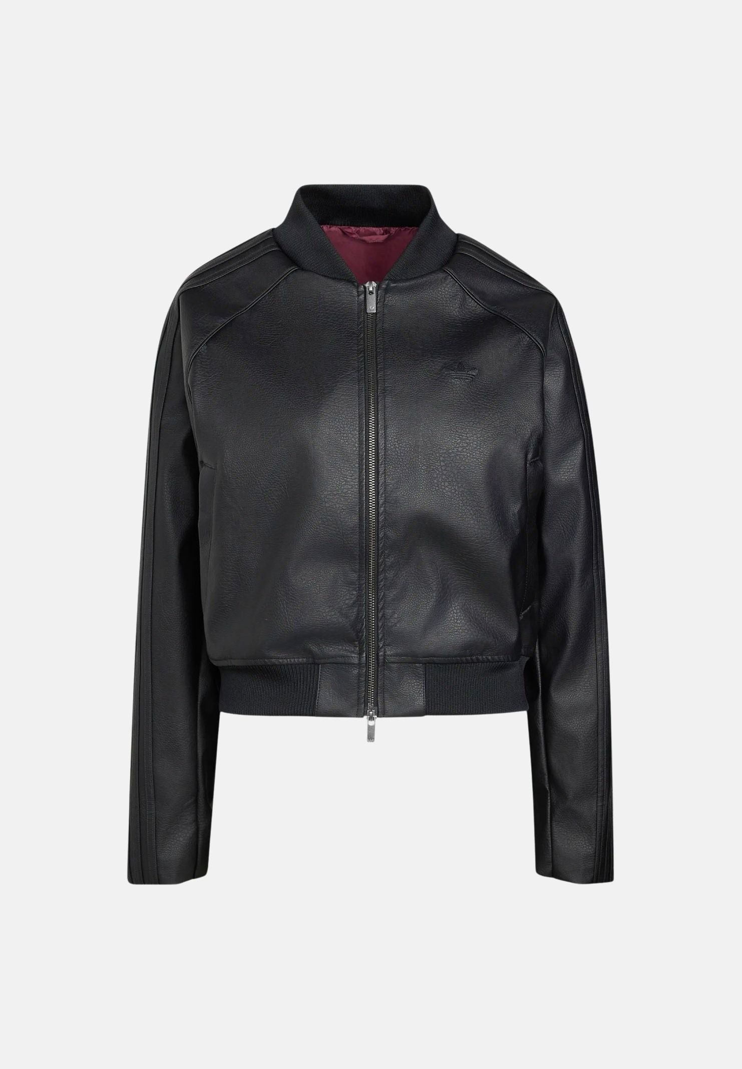 ADIDAS ORIGINALS Giubbotto di pelle nero da donna con chiusura full zip e tasche laterali. KQ6433 . ADIDAS ORIGINALS 