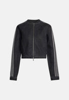 ADIDAS ORIGINALS Giubbotto di jeans SST 2.0 DENIM TRACKTOP  nero da donna con zip integrale e bande laterali a contrasto. KQ6467 . ADIDAS ORIGINALS 