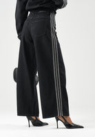 ADIDAS ORIGINALS Jeans ADICOLOR DENIM WIDE LEG nero da donna con design a gamba larga e cuciture classiche KQ6469 . ADIDAS ORIGINALS 
