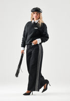 ADIDAS ORIGINALS Jeans ADICOLOR DENIM WIDE LEG nero da donna con design a gamba larga e cuciture classiche KQ6469 . ADIDAS ORIGINALS 