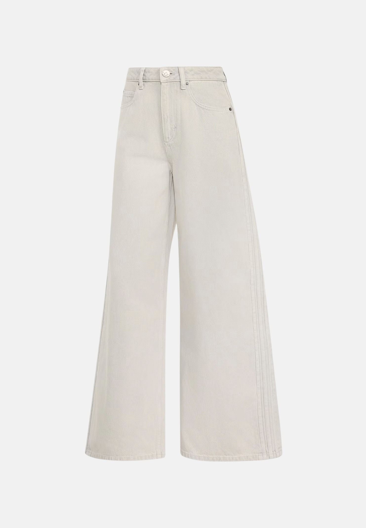 ADIDAS ORIGINALS Pantaloni HIGH-RISE WIDE-LEG DENIM PANTS clear grey grigio, colore basico grigio, donna. KQ6470 . ADIDAS ORIGINALS 