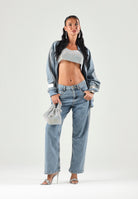 ADIDAS ORIGINALS Giacca di jeans SST OVERSIZED DENIM worn blu, celeste chiaro da donna KQ6473 . ADIDAS ORIGINALS 