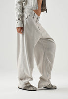 ADIDAS ORIGINALS jeans Vintage Wide Leg Jeans Light Denim/Off White, Light Denim/Off White grigio chiaro da donna. KQ6475 . ADIDAS ORIGINALS 
