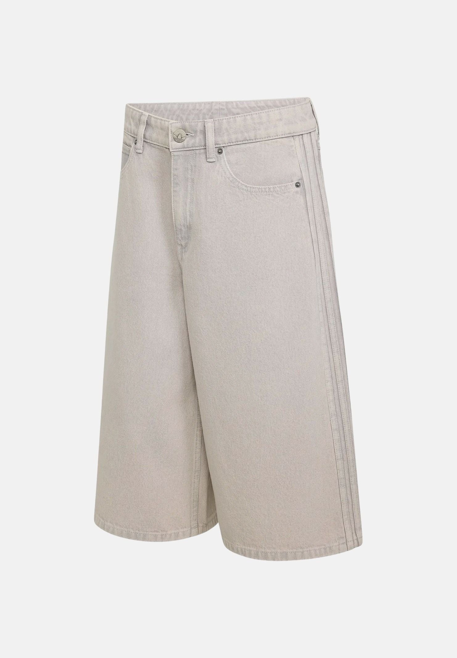 ADIDAS ORIGINALS Shorts JORT MID RISE grigio chiaro da donna a gamba larga KQ6477 . ADIDAS ORIGINALS 