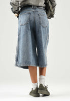 ADIDAS ORIGINALS Bermuda MID RISE DENIM JORTS Worn Blue da donna con gamba ampia. KQ6478 . ADIDAS ORIGINALS 